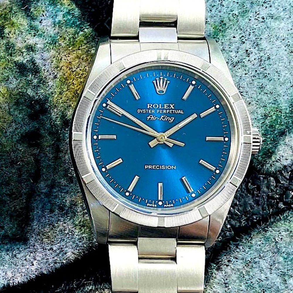 Authentic Rolex Air King Blue 34mm face
